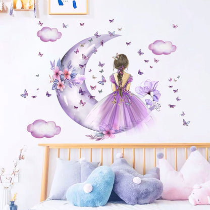Décoration Murale - PrincesseSticker™ - Lune Mauve - Shop Paraiso Bébe