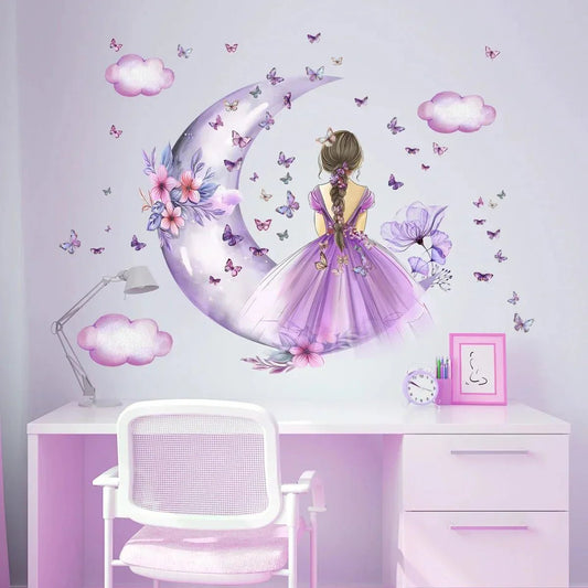 Décoration Murale - PrincesseSticker™ - Lune Mauve - Shop Paraiso Bébe