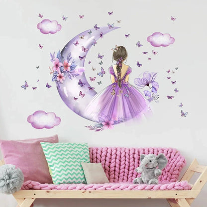 Décoration Murale - PrincesseSticker™ - Lune Mauve - Shop Paraiso Bébe