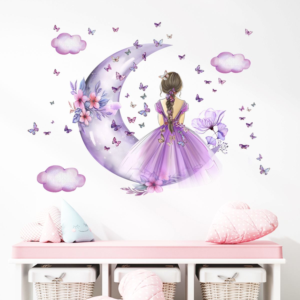 Décoration Murale - PrincesseSticker™ - Lune Mauve - Shop Paraiso Bébe