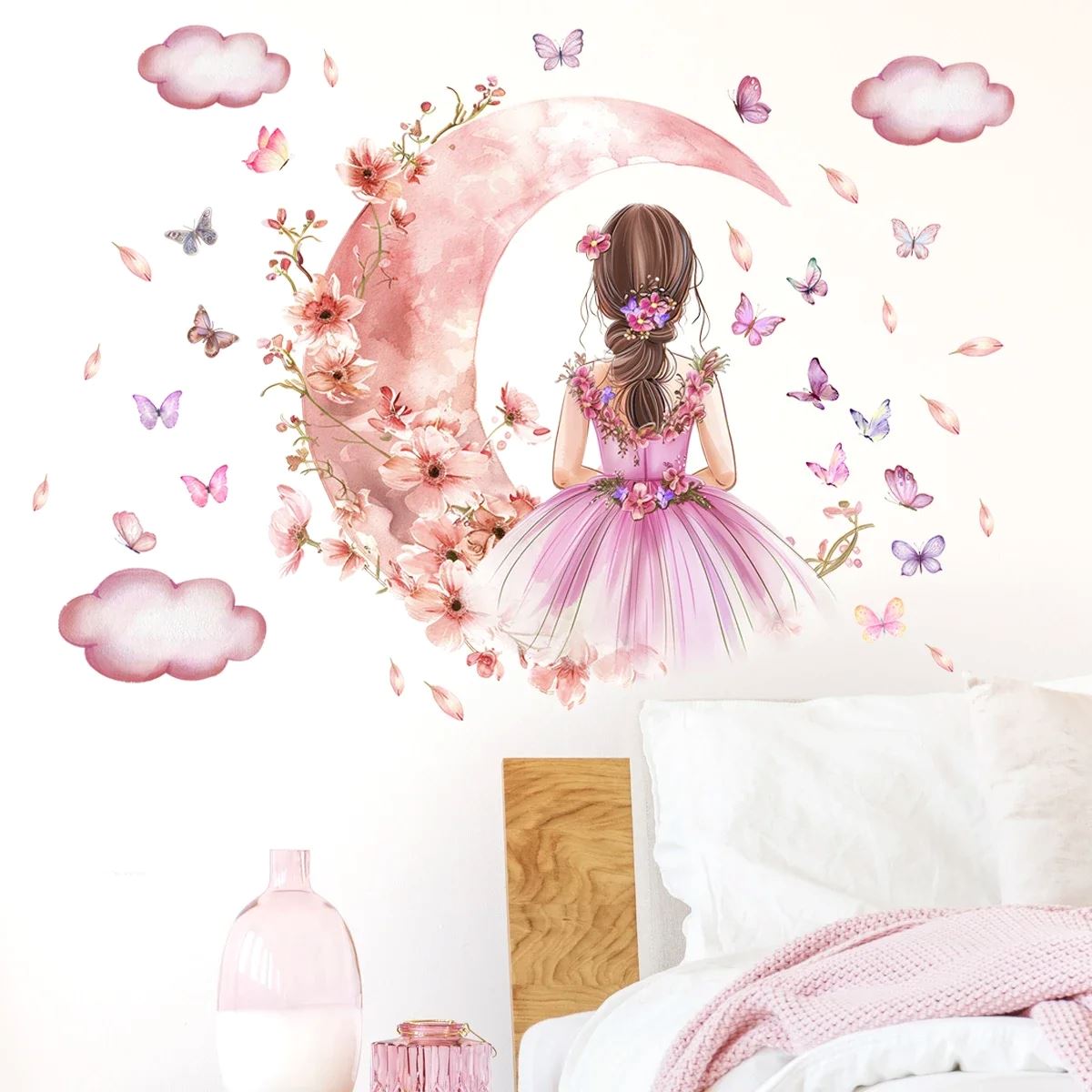 Décoration Murale - PrincesseSticker™ - Lune Rose - Shop Paraiso Bébe