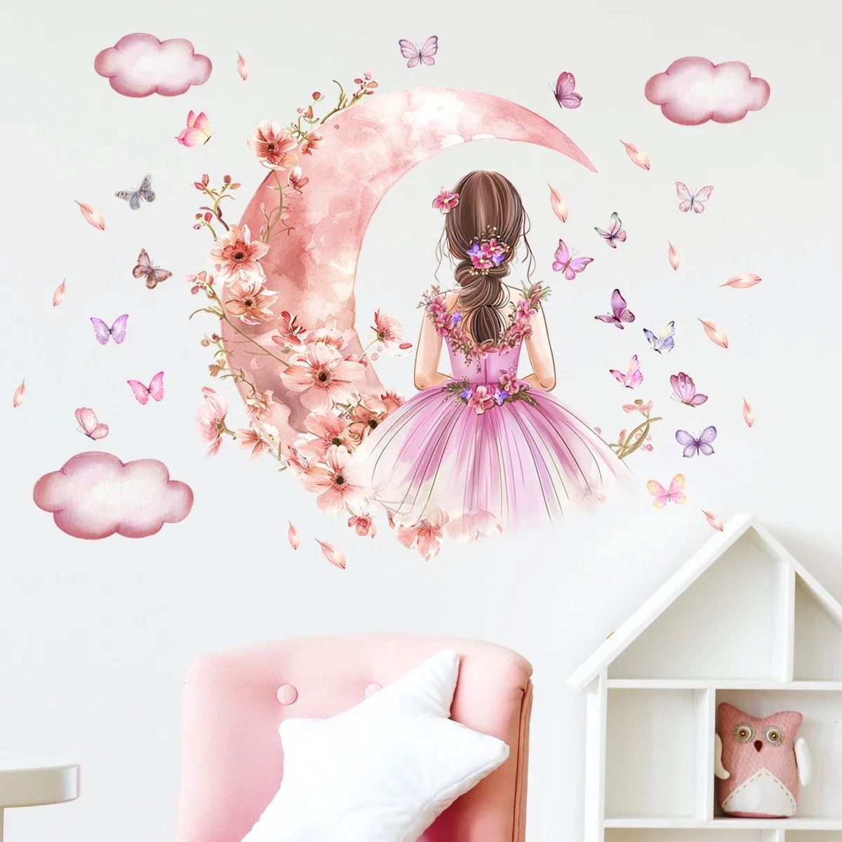 Décoration Murale - PrincesseSticker™ - Lune Rose - Shop Paraiso Bébe