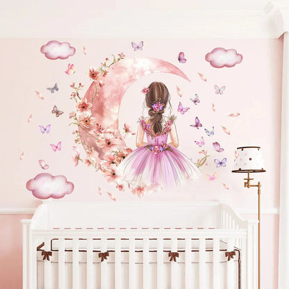 Décoration Murale - PrincesseSticker™ - Lune Rose - Shop Paraiso Bébe